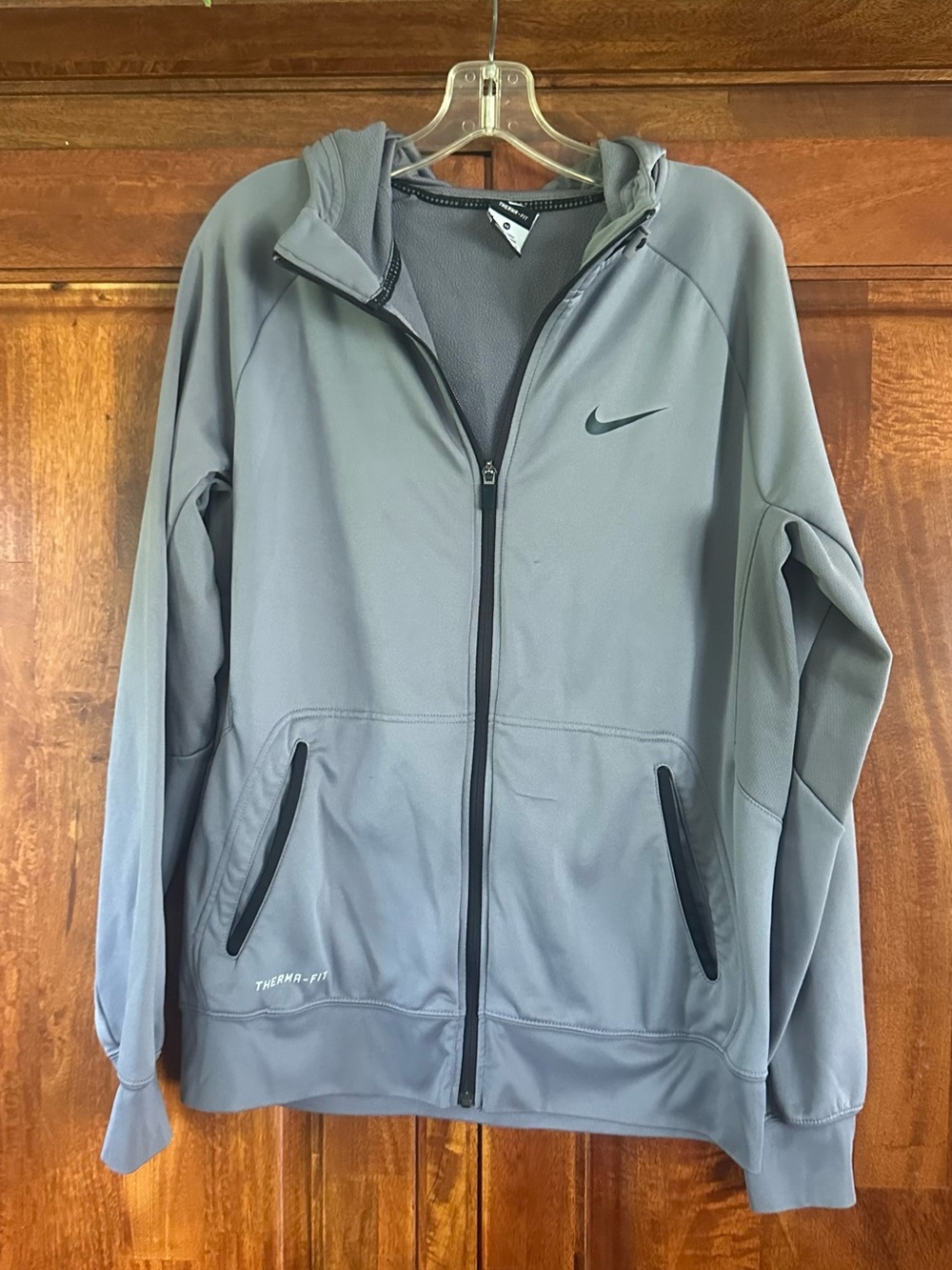 Nike Gray Therma-FIT Full-Zip Hooded Performance Jacket